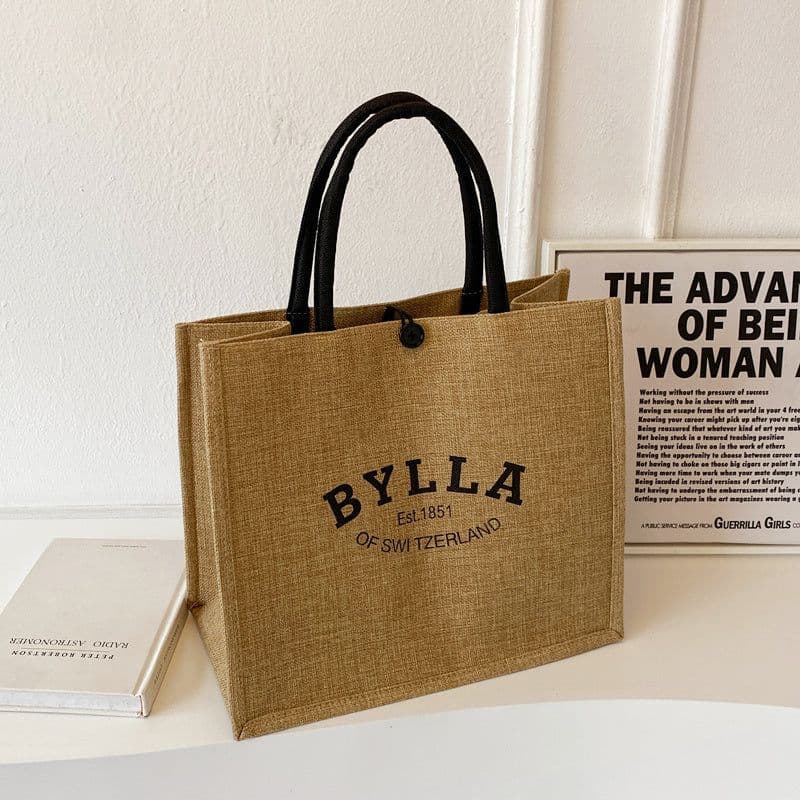 image-Canvas Bag Female Capacity Linen Handbag