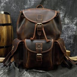 image-Retro Men's Cowhide Casual Backpack