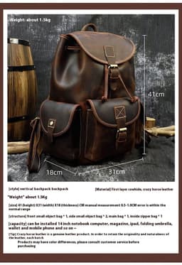 image-Retro Men's Cowhide Casual Backpack