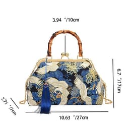 image-New Chinese Style Retro National Style Embroidered Clutch Bag Red-crowned Crane Handbag
