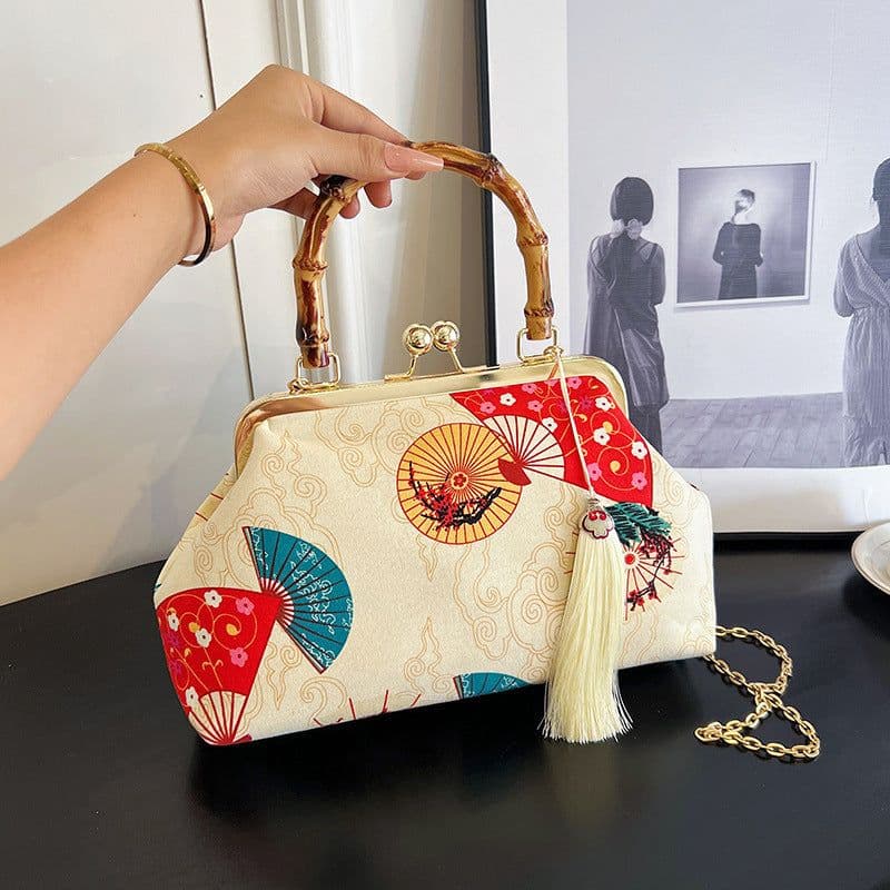 image-New Chinese Style Retro National Style Embroidered Clutch Bag Red-crowned Crane Handbag