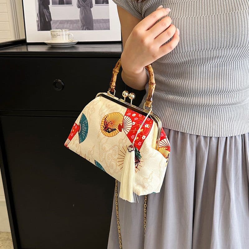 image-New Chinese Style Retro National Style Embroidered Clutch Bag Red-crowned Crane Handbag