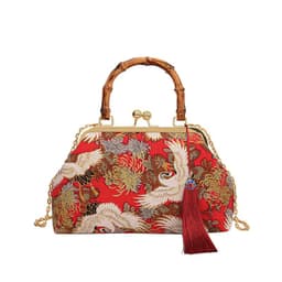 image-New Chinese Style Retro National Style Embroidered Clutch Bag Red-crowned Crane Handbag