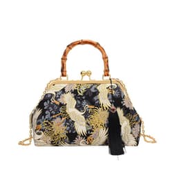 image-New Chinese Style Retro National Style Embroidered Clutch Bag Red-crowned Crane Handbag
