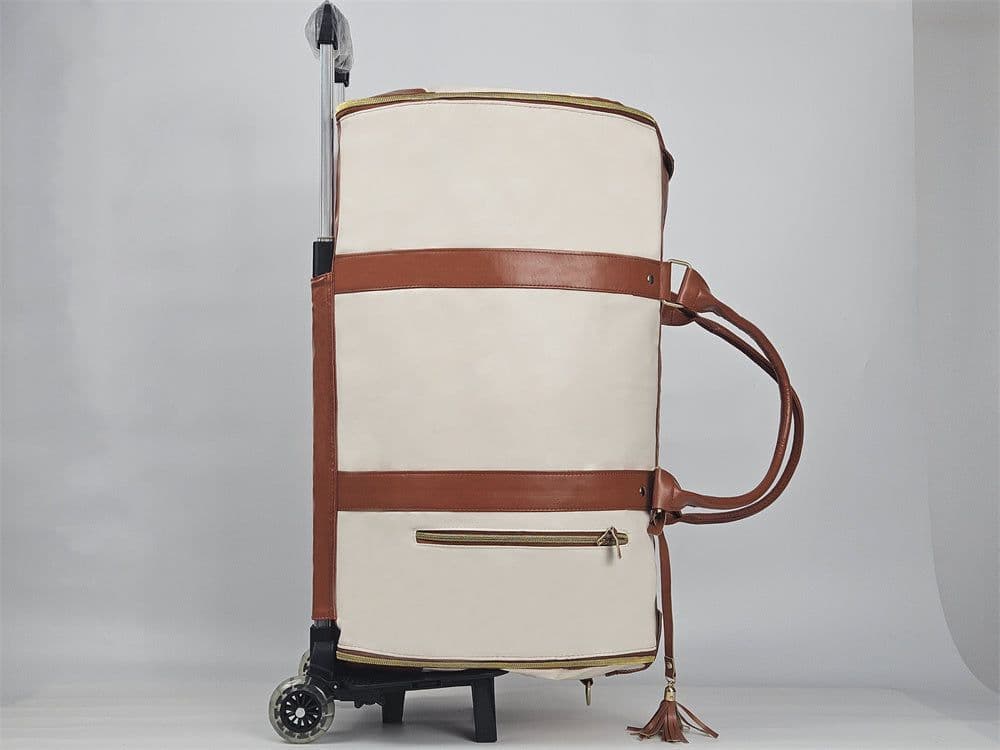 image-Large Capacity Trolley Travel Bag, Portable Folding Fitness Bag