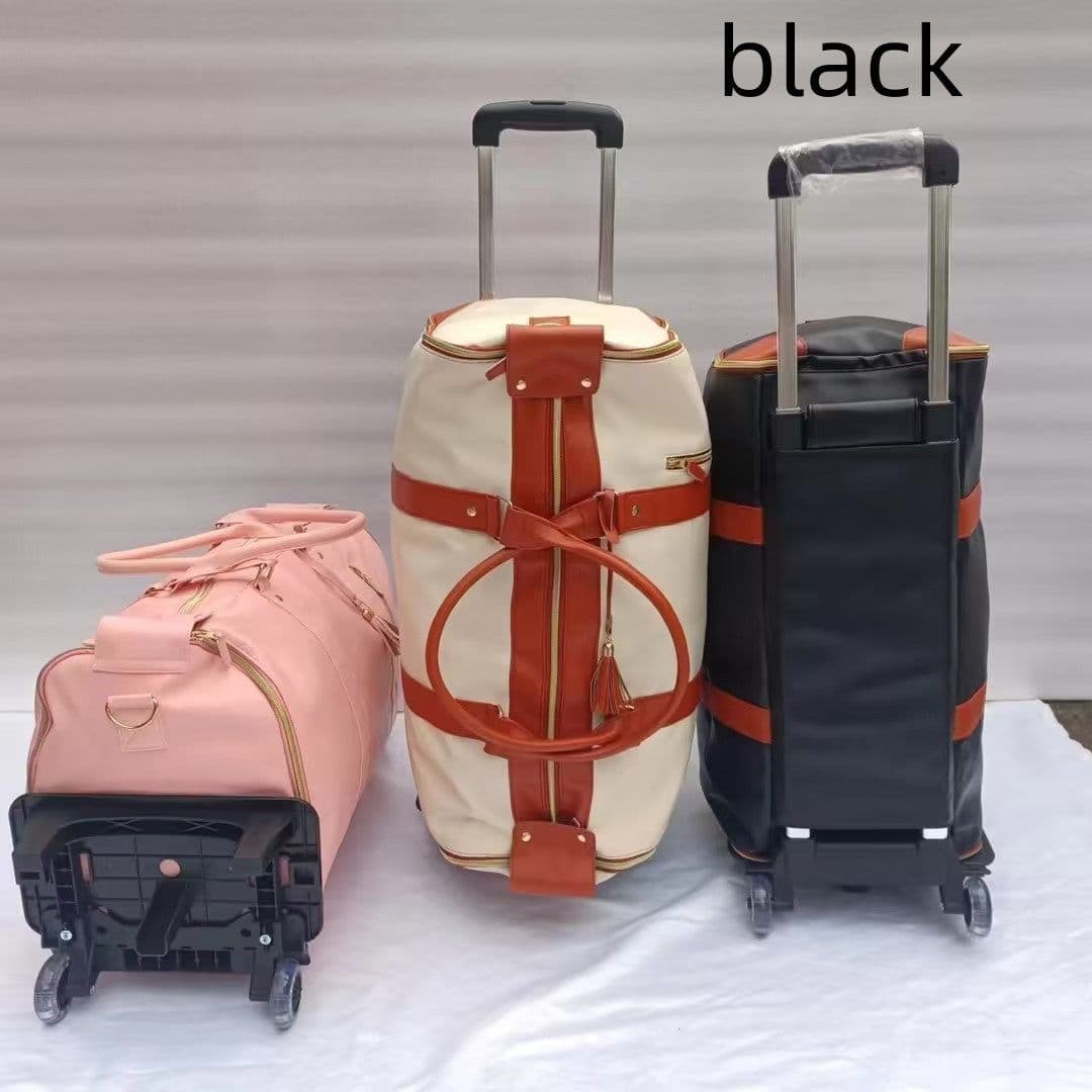 image-Large Capacity Trolley Travel Bag, Portable Folding Fitness Bag