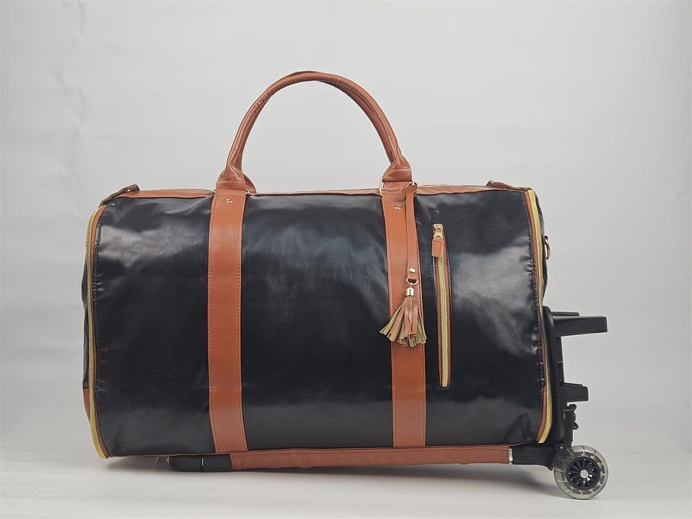 image-Large Capacity Trolley Travel Bag, Portable Folding Fitness Bag