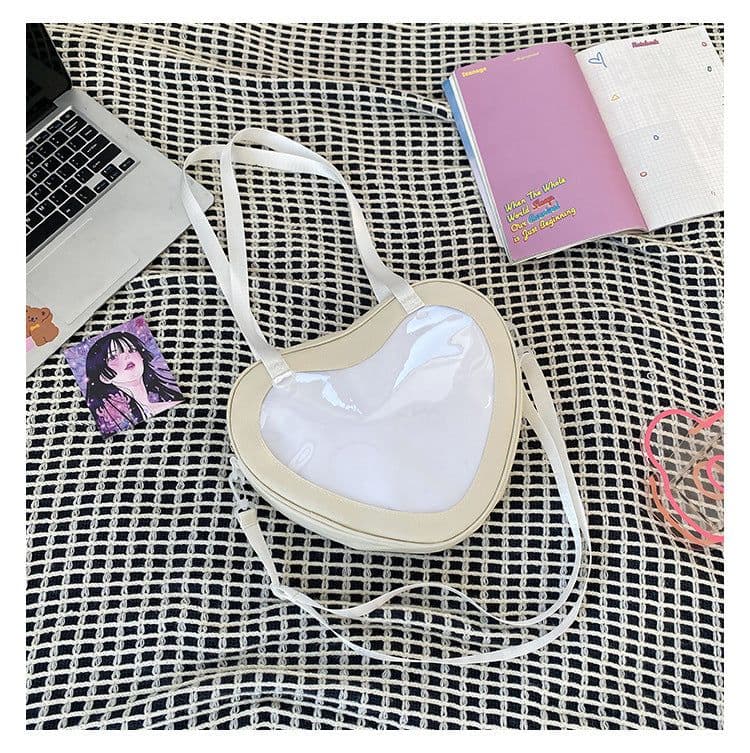 image-Simple All-match Heart-shaped Transparent Hand Crossbody Bag