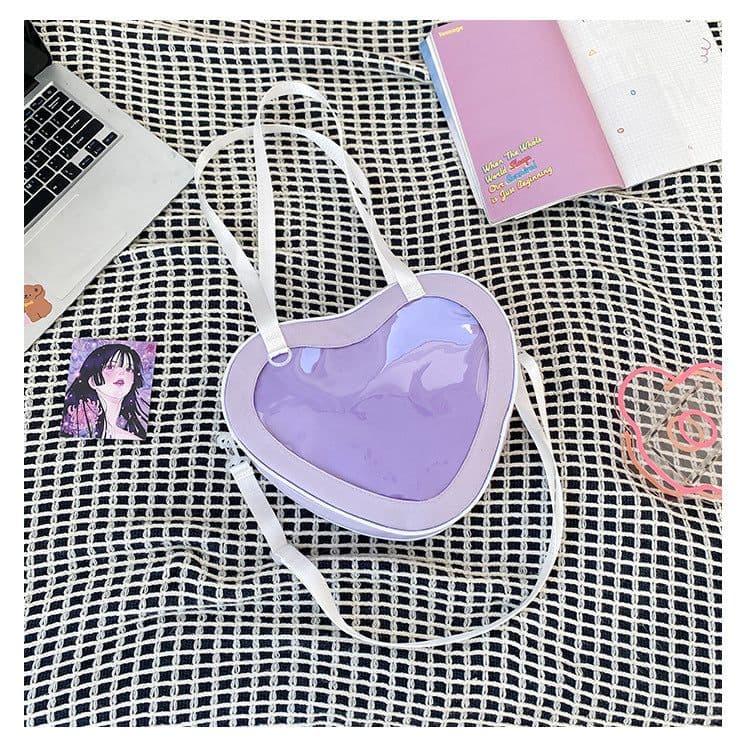 image-Simple All-match Heart-shaped Transparent Hand Crossbody Bag