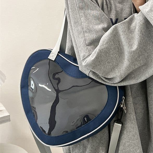 image-Simple All-match Heart-shaped Transparent Hand Crossbody Bag