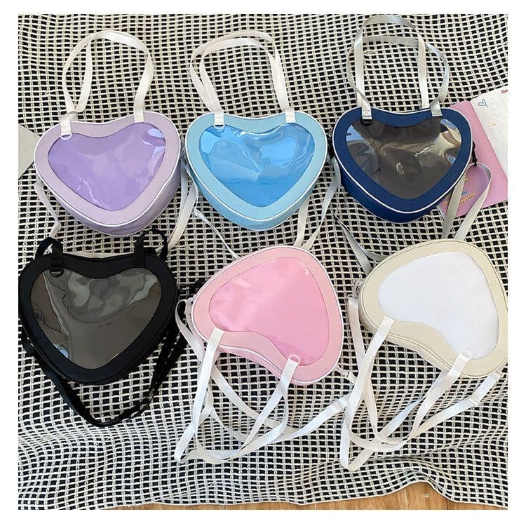image-Simple All-match Heart-shaped Transparent Hand Crossbody Bag