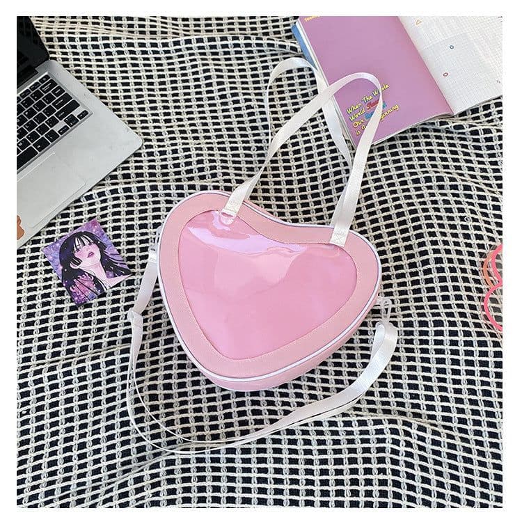 image-Simple All-match Heart-shaped Transparent Hand Crossbody Bag