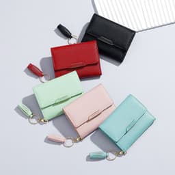image-Simple Women's Short Wallet Tassel Small Folding