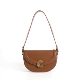 image-Women's Hand-carrying Genuine Leather Semi-circular Saddle Bag