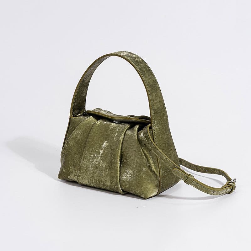 image-Women's Satin Cowhide Crossbody Retro Handbag