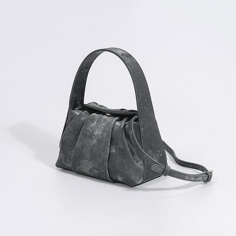 image-Women's Satin Cowhide Crossbody Retro Handbag