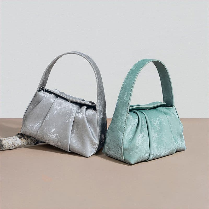 image-Women's Satin Cowhide Crossbody Retro Handbag