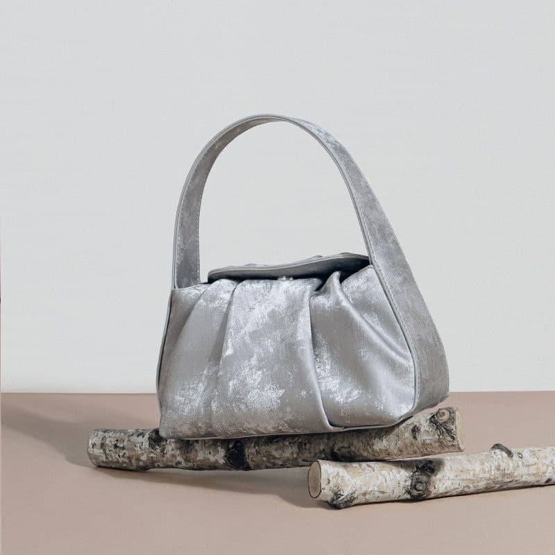 image-Women's Satin Cowhide Crossbody Retro Handbag