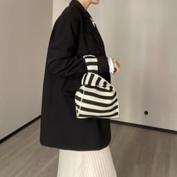 image-Handbags Wool Knitted Student Hand-carrying Casual Bucket Tote Bag
