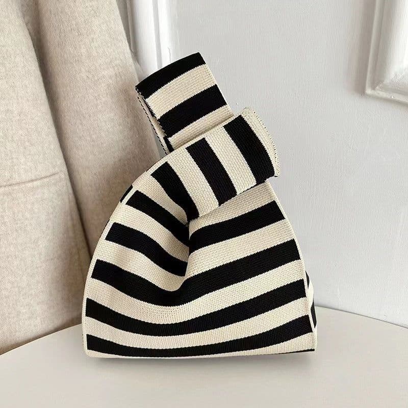 image-Handbags Wool Knitted Student Hand-carrying Casual Bucket Tote Bag