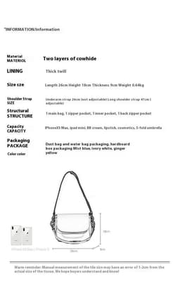 image-High-grade Cowhide Underarm Bag Fashion All-matching