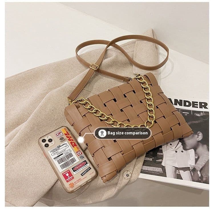 image-PU Women's Textured Woven Handbag