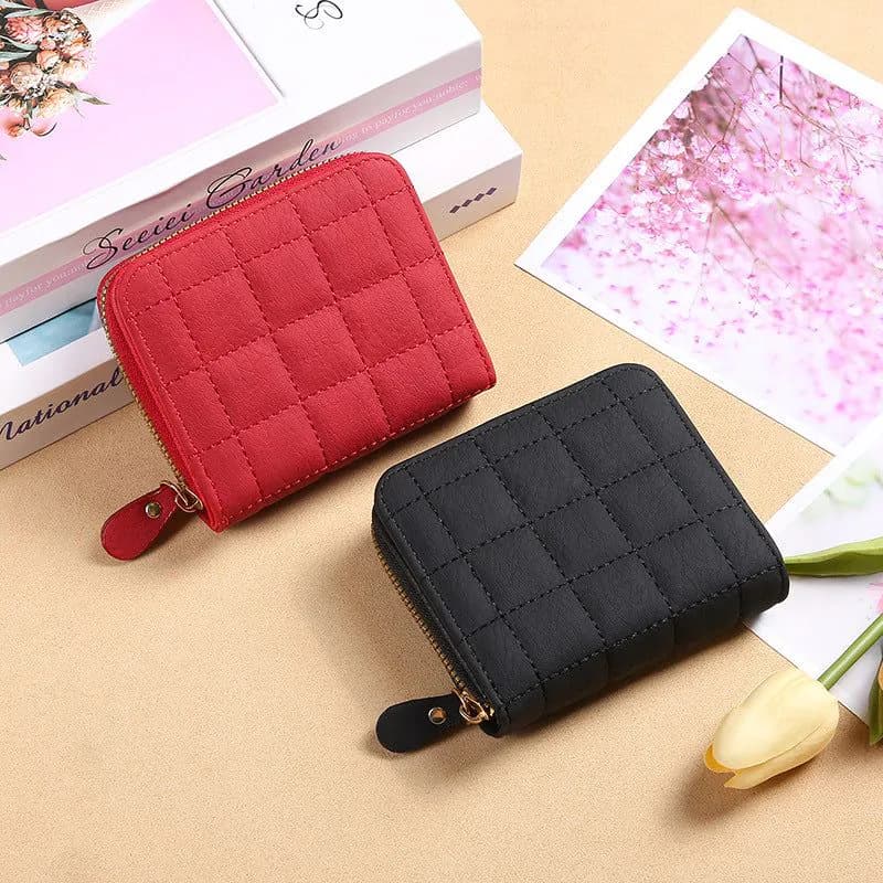 image-Fashion Plaid Embroidered Card Holder Mini Ladies