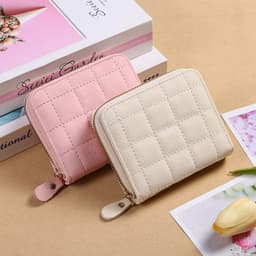 image-Fashion Plaid Embroidered Card Holder Mini Ladies