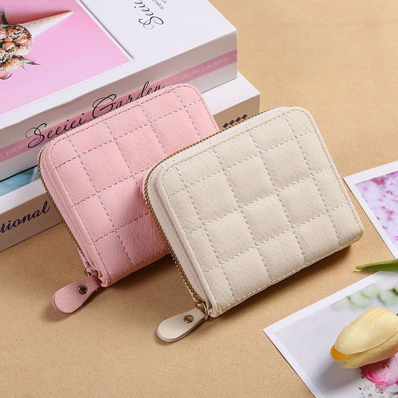 image-Fashion Plaid Embroidered Card Holder Mini Ladies