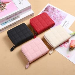image-Fashion Plaid Embroidered Card Holder Mini Ladies