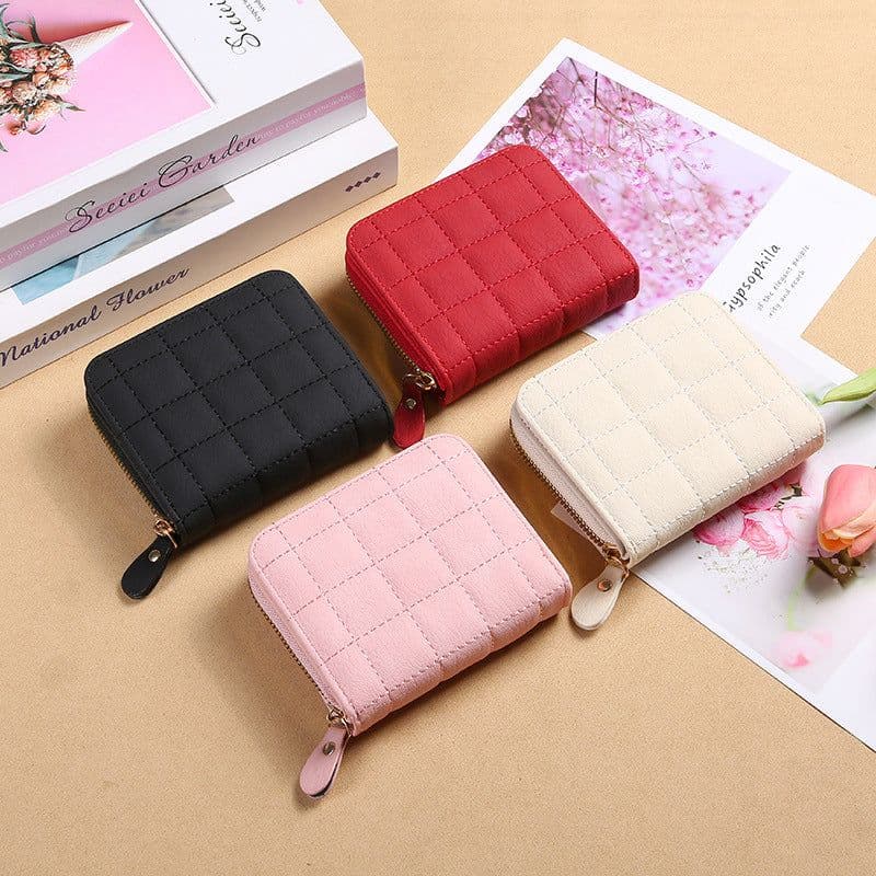 image-Fashion Plaid Embroidered Card Holder Mini Ladies
