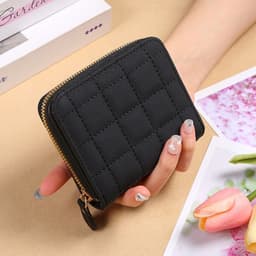 image-Fashion Plaid Embroidered Card Holder Mini Ladies