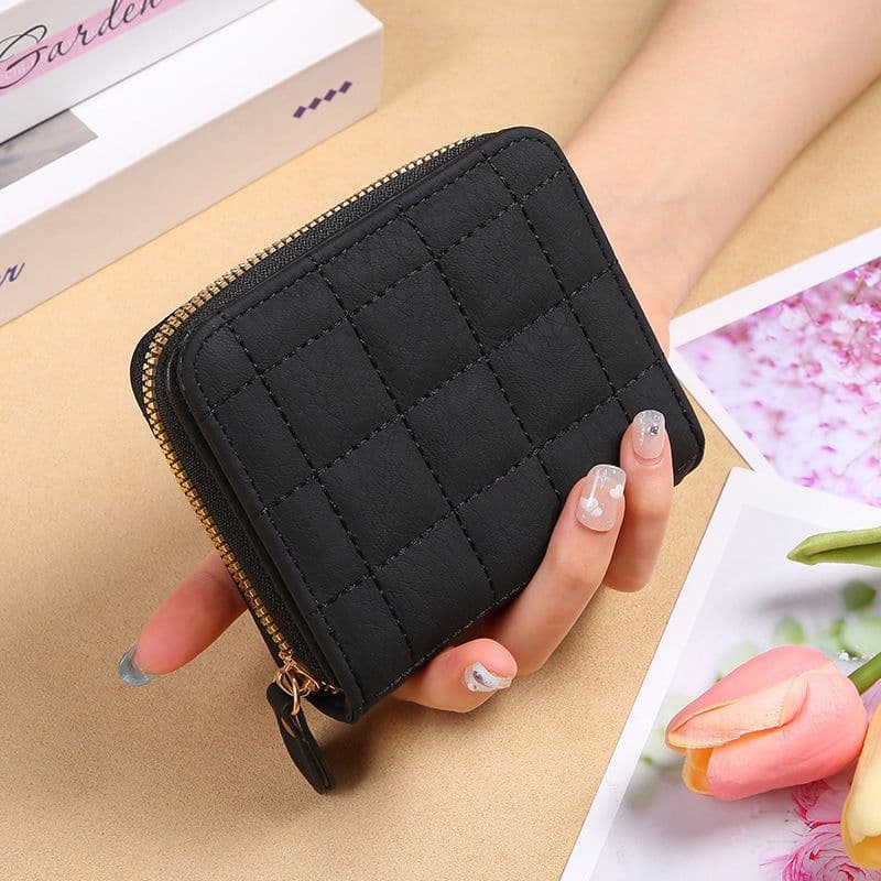 image-Fashion Plaid Embroidered Card Holder Mini Ladies
