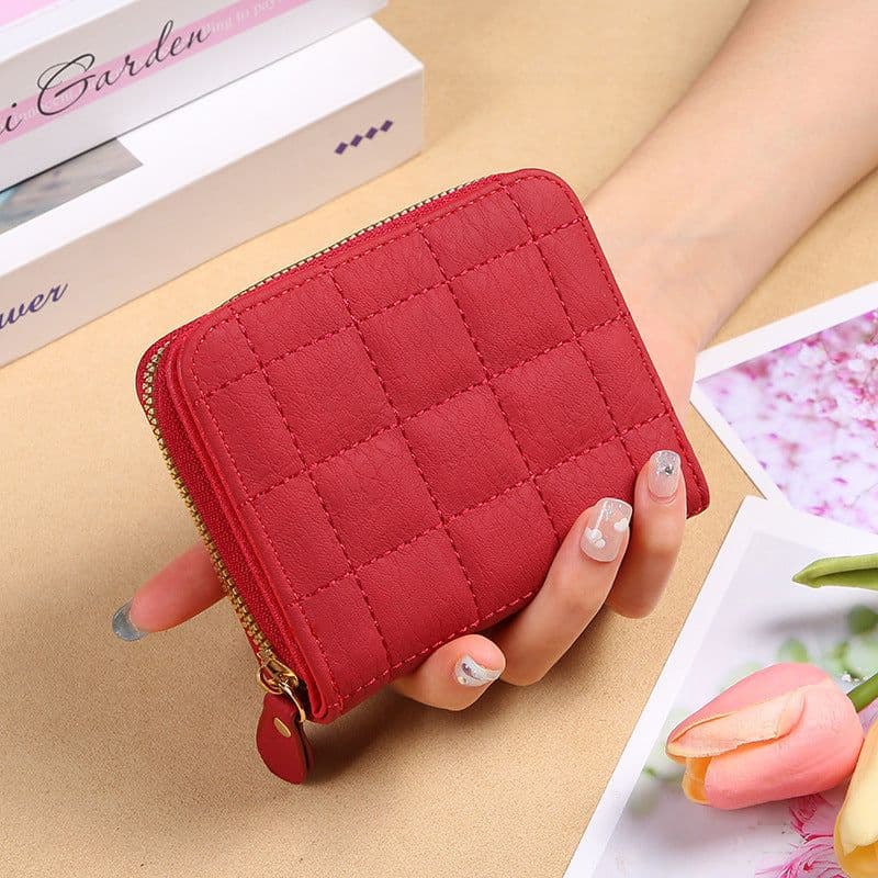 image-Fashion Plaid Embroidered Card Holder Mini Ladies