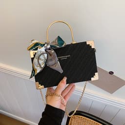 image-Silk Scarf Portable Small Square Bag Fashion Twill