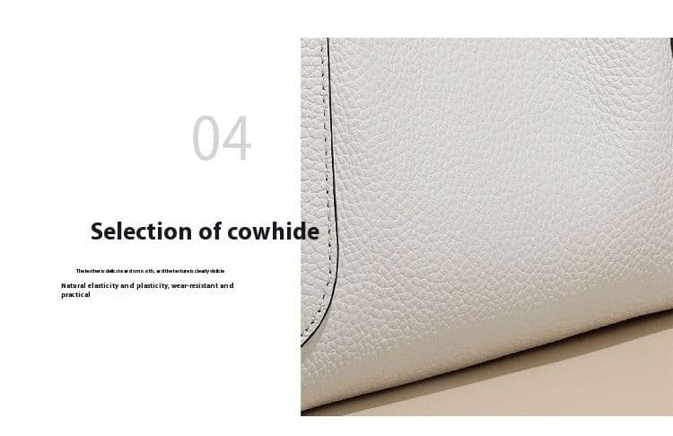 image-First Layer Cowhide Bucket Women's Bag Commuter Portable