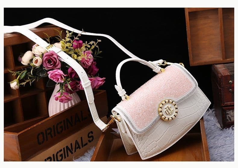 image-Fashion New Patent Leather Diamond Portable Shoulder Bag