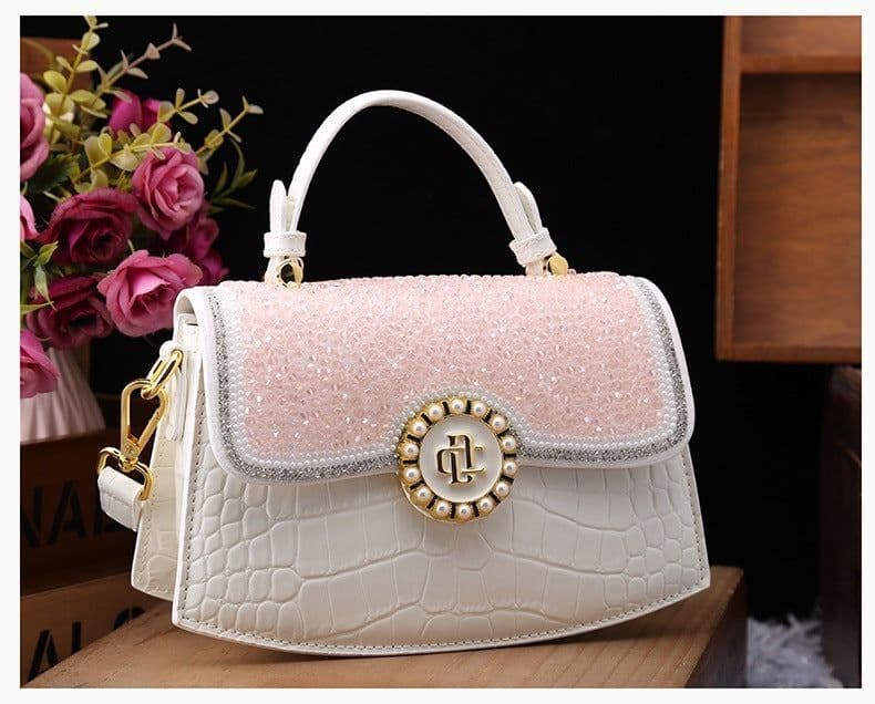 image-Fashion New Patent Leather Diamond Portable Shoulder Bag