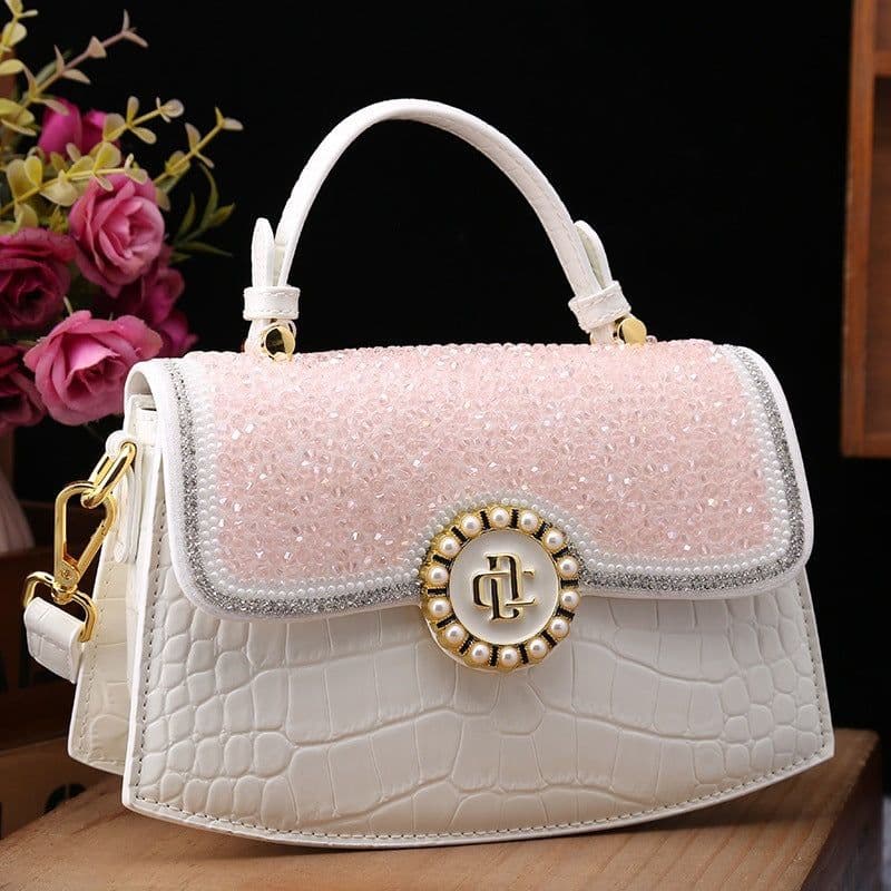 image-Fashion New Patent Leather Diamond Portable Shoulder Bag