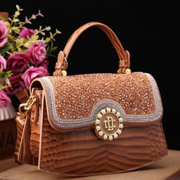 image-Fashion New Patent Leather Diamond Portable Shoulder Bag