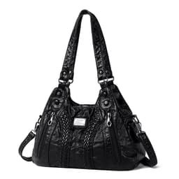 image-Real Washed Leather Woven Locomotive Commuter Large Capacity Soft Leather Portable Shoulder Bag For Women