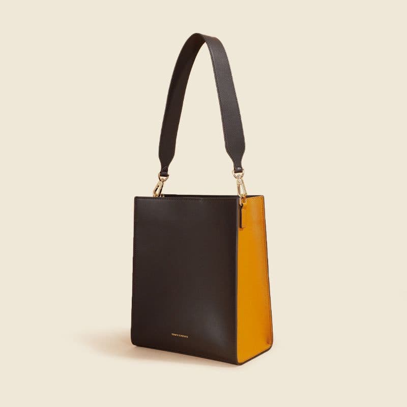 image-Women's Wide Shoulder Strap Leather Bag New Contrast Color Shoulder