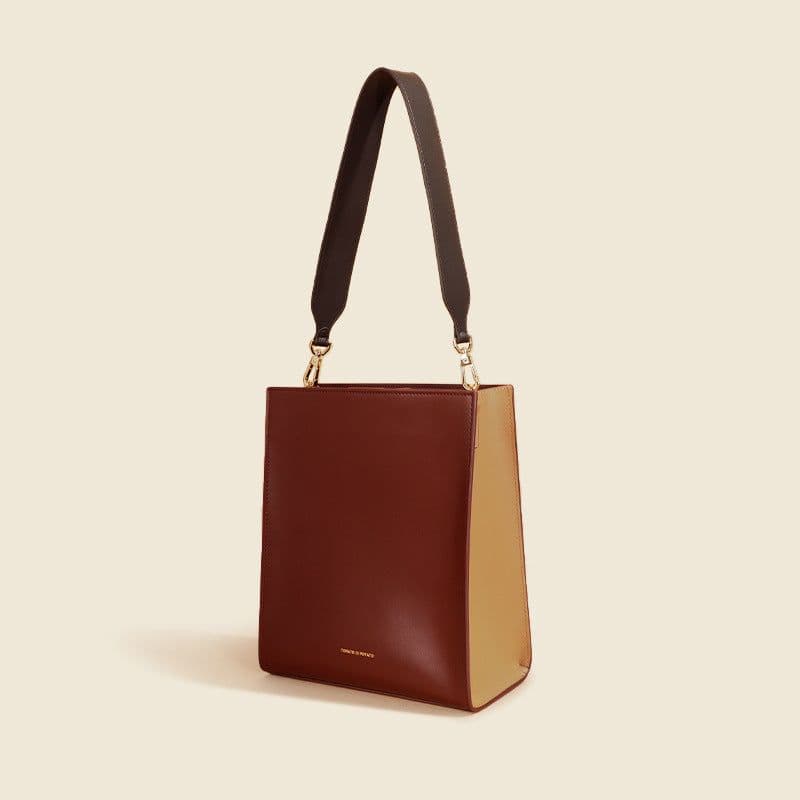 image-Women's Wide Shoulder Strap Leather Bag New Contrast Color Shoulder
