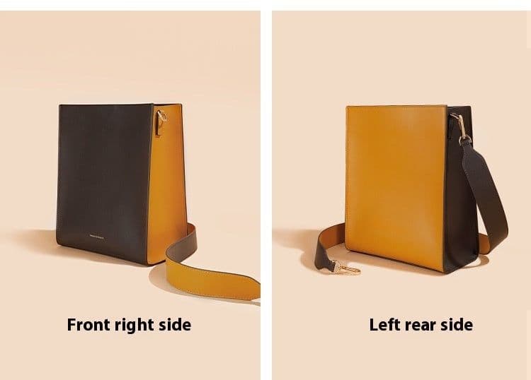 image-Women's Wide Shoulder Strap Leather Bag New Contrast Color Shoulder