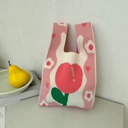 image-Spring Tulip Knitted Bags Contrast Color And Versatile Hand Carrying