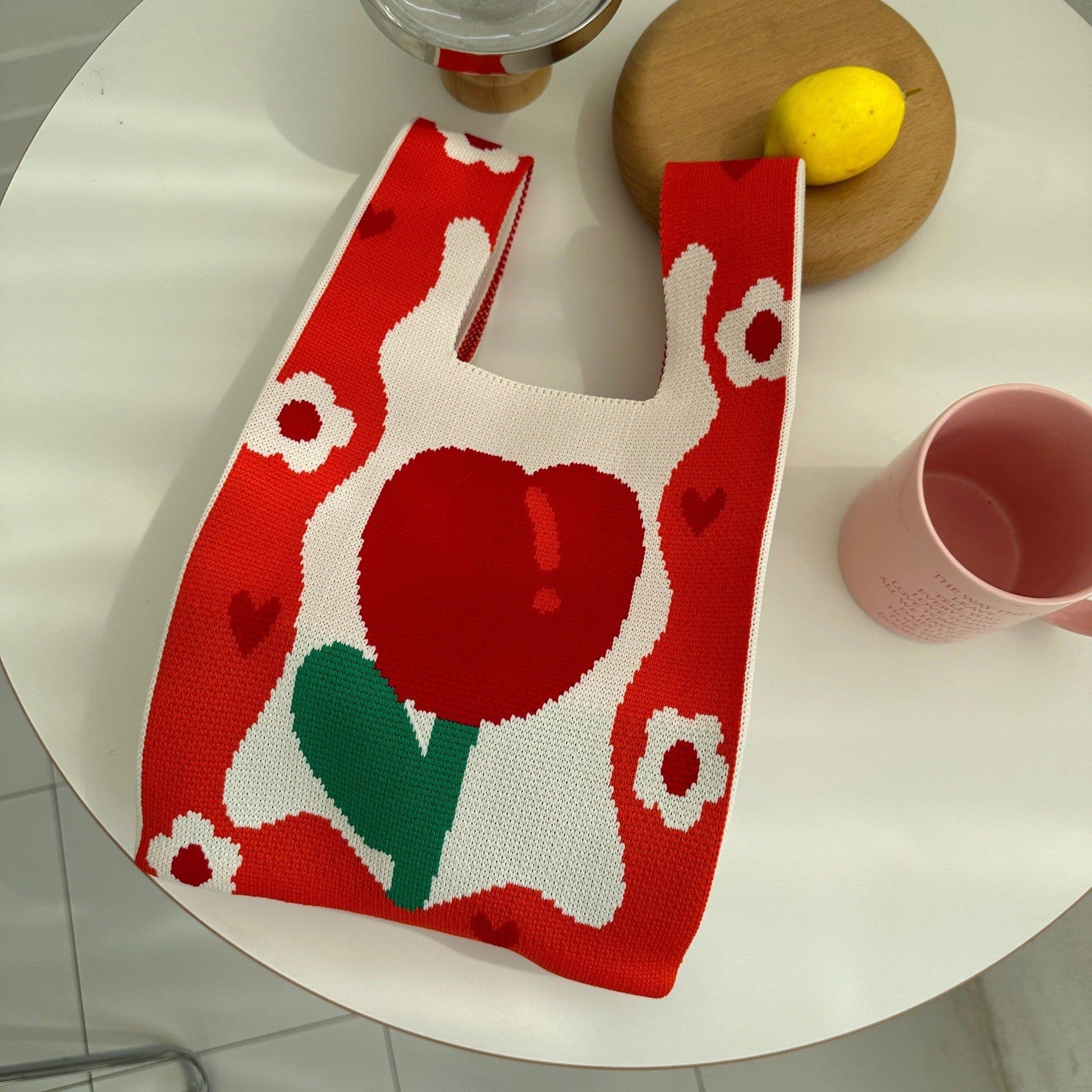 image-Spring Tulip Knitted Bags Contrast Color And Versatile Hand Carrying