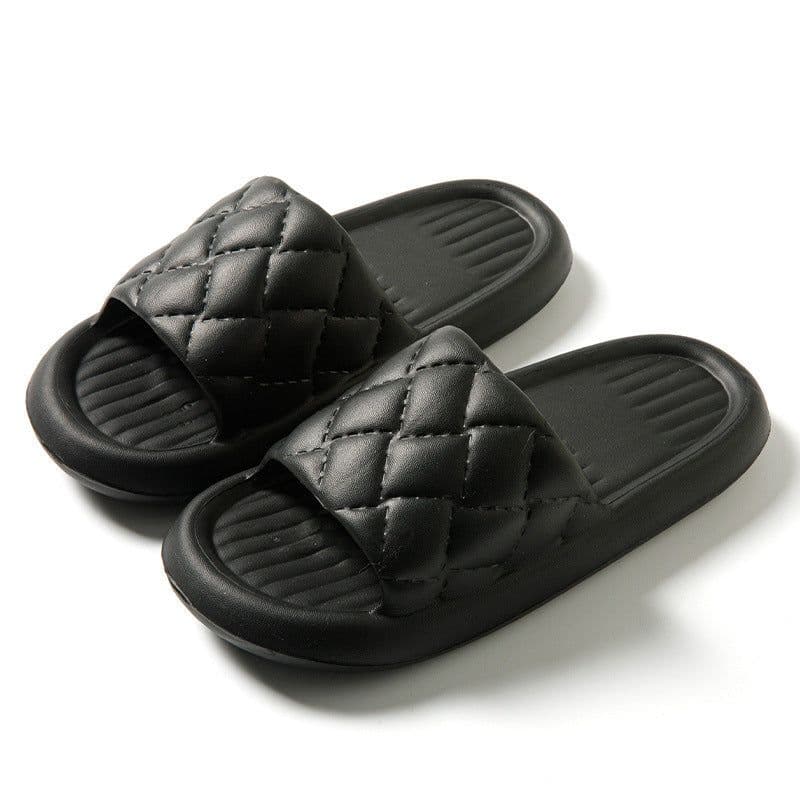 image-New Rhombus Home Slippers Summer Non-slip Floor Bathroom Slipper Lightweight Simple House Shoes For Women Men