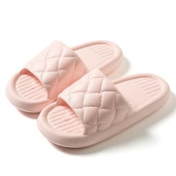 image-New Rhombus Home Slippers Summer Non-slip Floor Bathroom Slipper Lightweight Simple House Shoes For Women Men