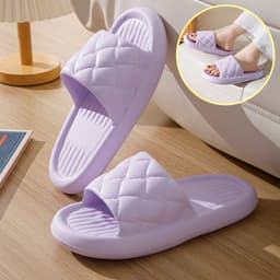 image-New Rhombus Home Slippers Summer Non-slip Floor Bathroom Slipper Lightweight Simple House Shoes For Women Men