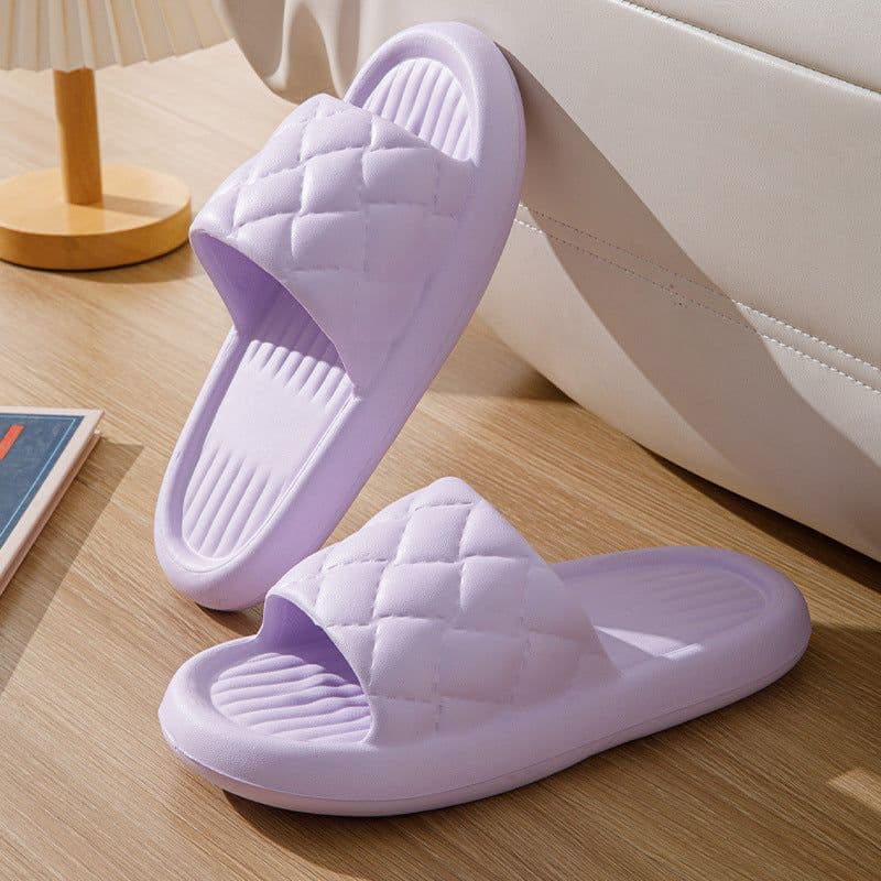 image-New Rhombus Home Slippers Summer Non-slip Floor Bathroom Slipper Lightweight Simple House Shoes For Women Men
